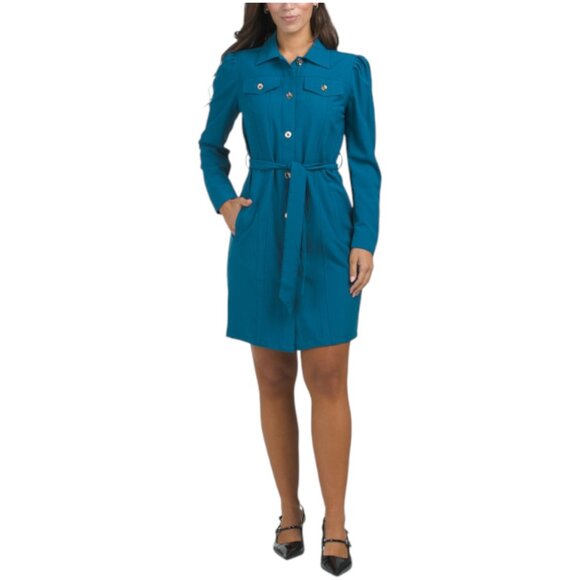NANETTE LEPORE Button Front Long Sleeve Mini Dress - Picture 1 of 3